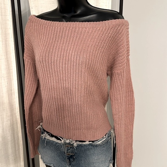 Missguided pink off shoulder chunky knit long sleeve sweater top S - Picture 6 of 15